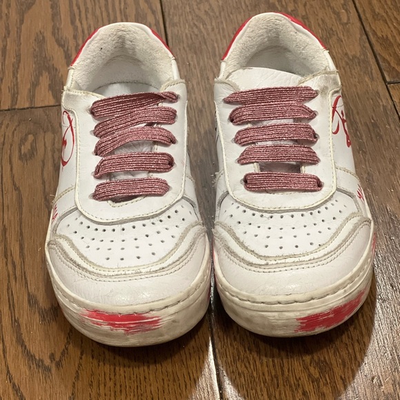 White and Pink Low-Top Sneakers for Everyday Wear (custom made in Italy) leather - Picture 4 of 6